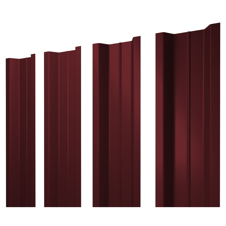 Штакетник П-образный В с прямым резом 0,5 PE RAL 3005 красное вино