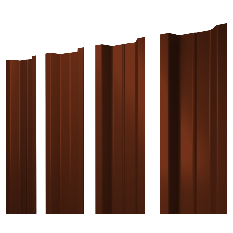 Штакетник П-образный В с прямым резом 0,5 Satin RAL 3009 оксидно-красный