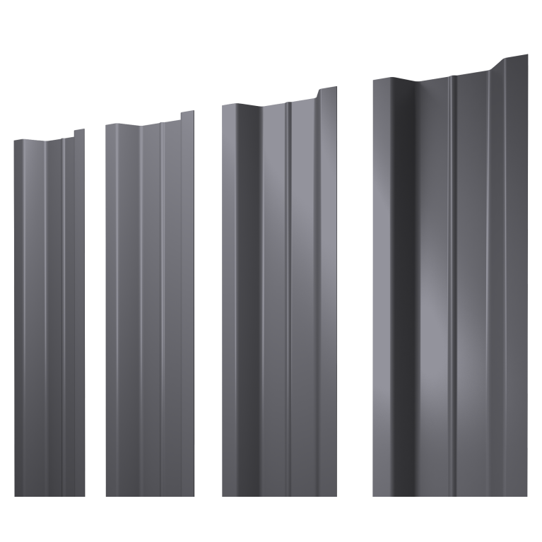 Штакетник П-образный В с прямым резом 0,5 Satin RAL 7004 сигнальный серый