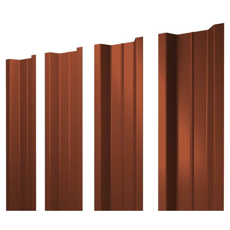 Штакетник П-образный В с прямым резом 0,5 Satin RAL 8004 терракота