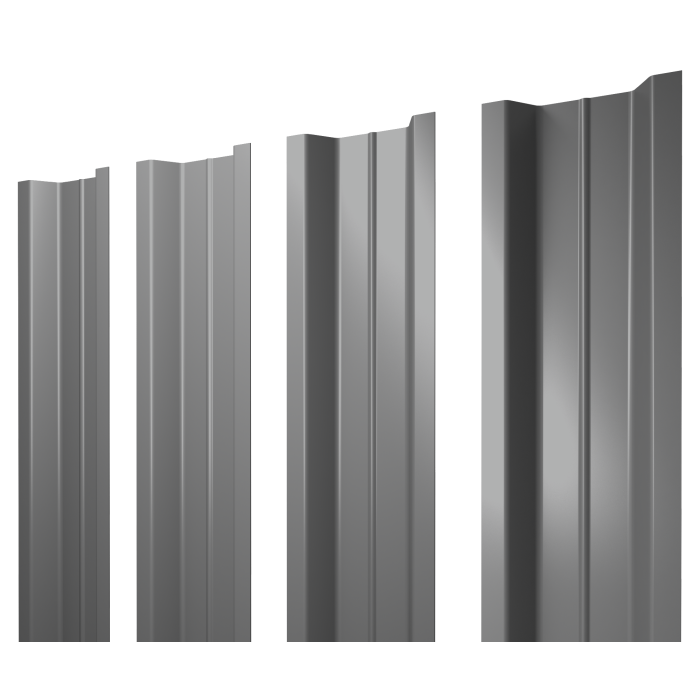 Штакетник П-образный В с прямым резом 0,5 Satin RAL 9006 бело-алюминиевый