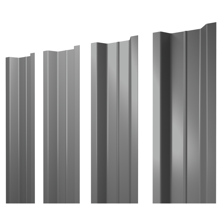 Штакетник П-образный В с прямым резом 0,5 Satin RAL 9006 бело-алюминиевый
