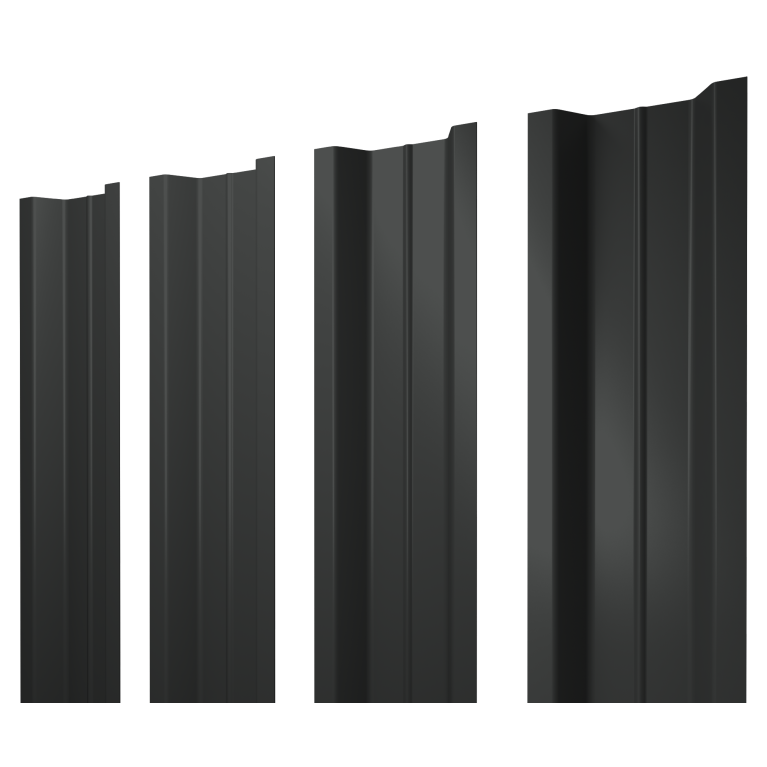 Штакетник П-образный В с прямым резом 0,5 Velur X RAL 7016 антрацитово-серый
