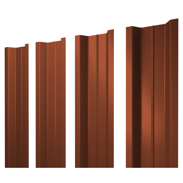 Штакетник П-образный В с прямым резом 0,5 Velur X RAL 8004 терракота