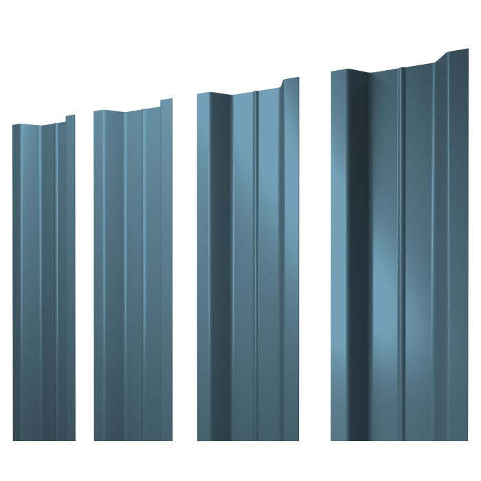 Штакетник П-образный В с прямым резом 0,45 Drap TX RAL 5024 пастельно-синий