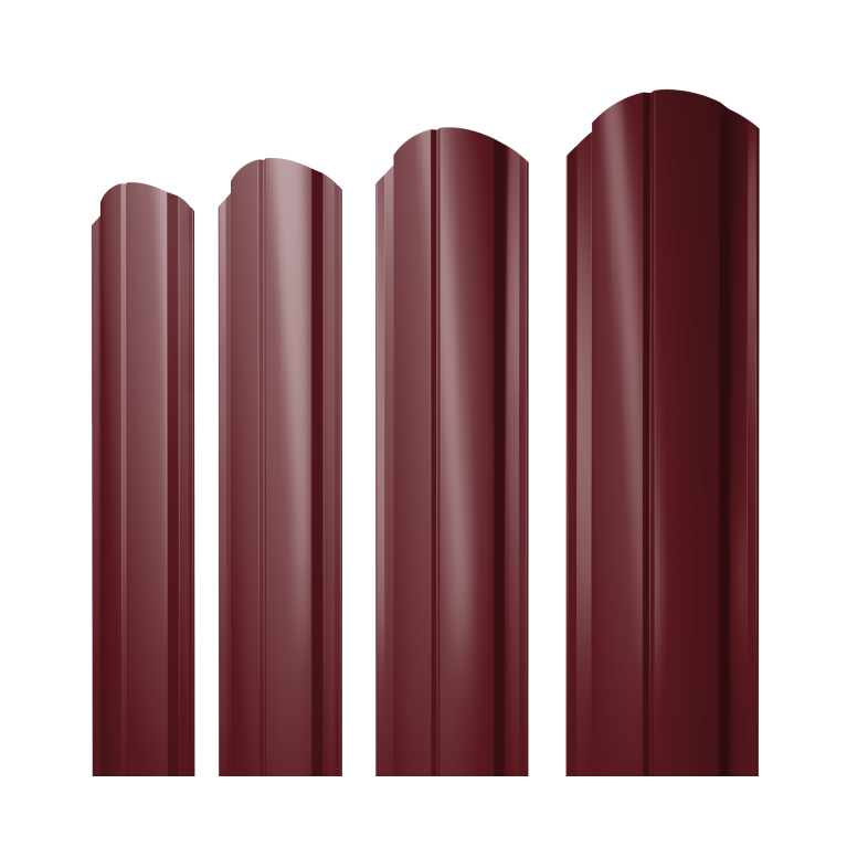 Штакетник Полукруглый Slim фигурный 0,45 Drap TX RAL 3005 красное вино