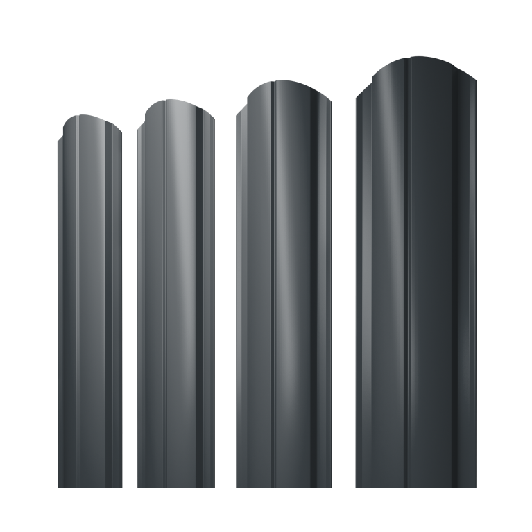 Штакетник Полукруглый Slim фигурный 0,45 PE-Double RAL 7016 антрацитово-серый