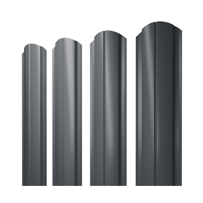 Штакетник Полукруглый Slim фигурный 0,45 PE-Double RAL 7024 мокрый асфальт