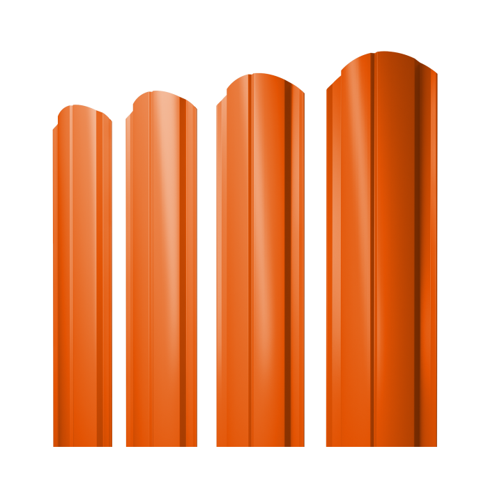 Штакетник Полукруглый Slim фигурный 0,45 PE RAL 2004 оранжевый
