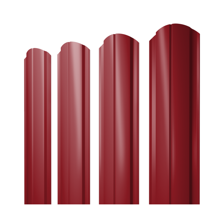 Штакетник Полукруглый Slim фигурный 0,45 PE RAL 3003 рубиново-красный