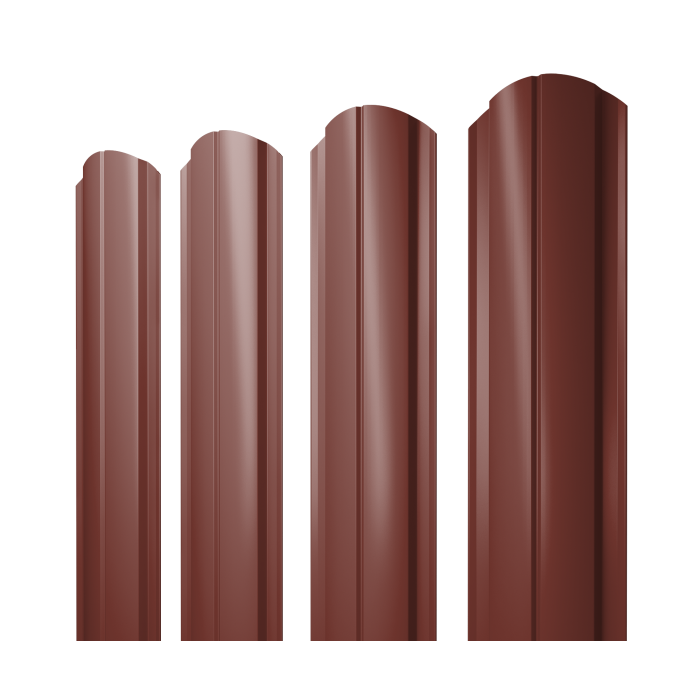 Штакетник Полукруглый Slim фигурный 0,45 PE RAL 3009 оксидно-красный