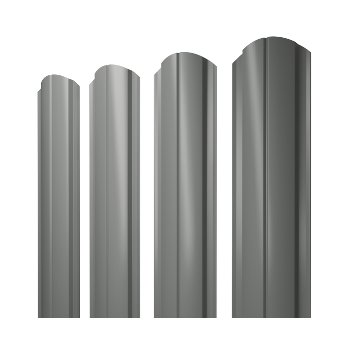 Штакетник Полукруглый Slim фигурный 0,45 PE RAL 7005 мышино-серый