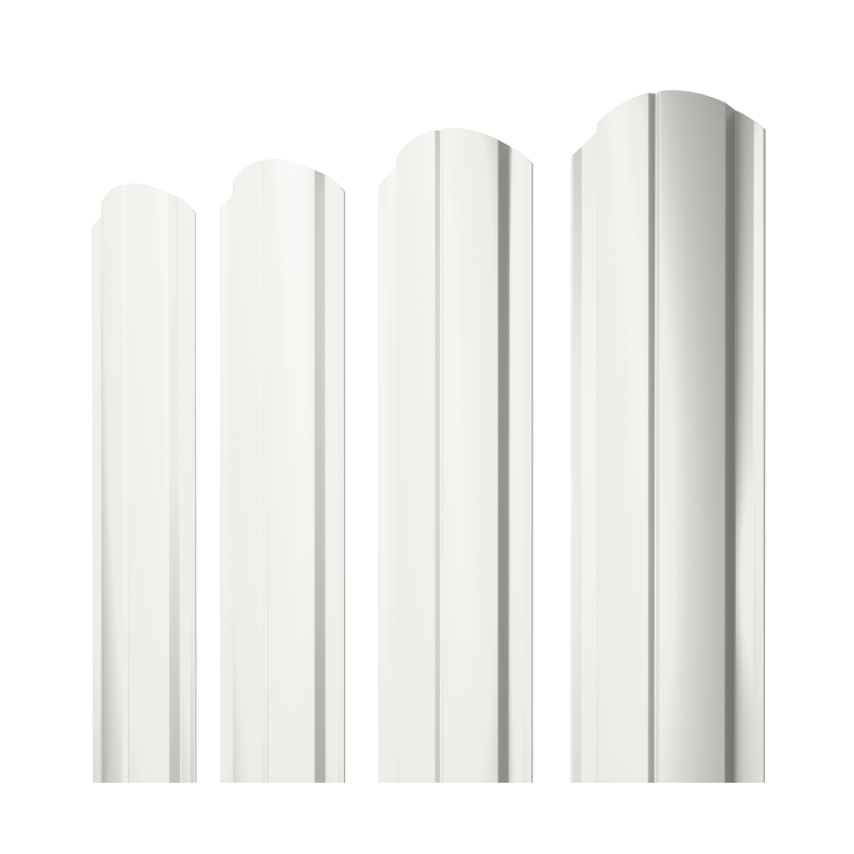 Штакетник Полукруглый Slim фигурный 0,45 PE RAL 9003 сигнальный белый