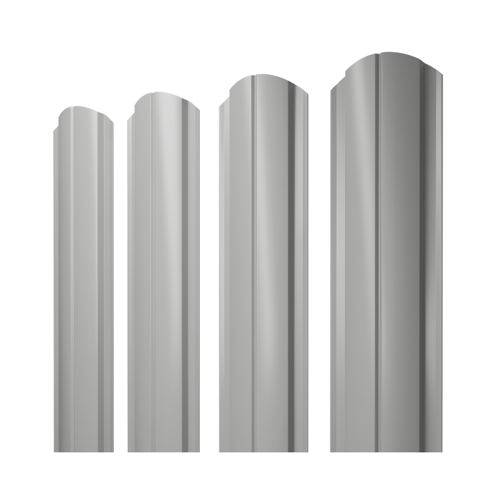 Штакетник Полукруглый Slim фигурный 0,45 PE RAL 9006 бело-алюминиевый