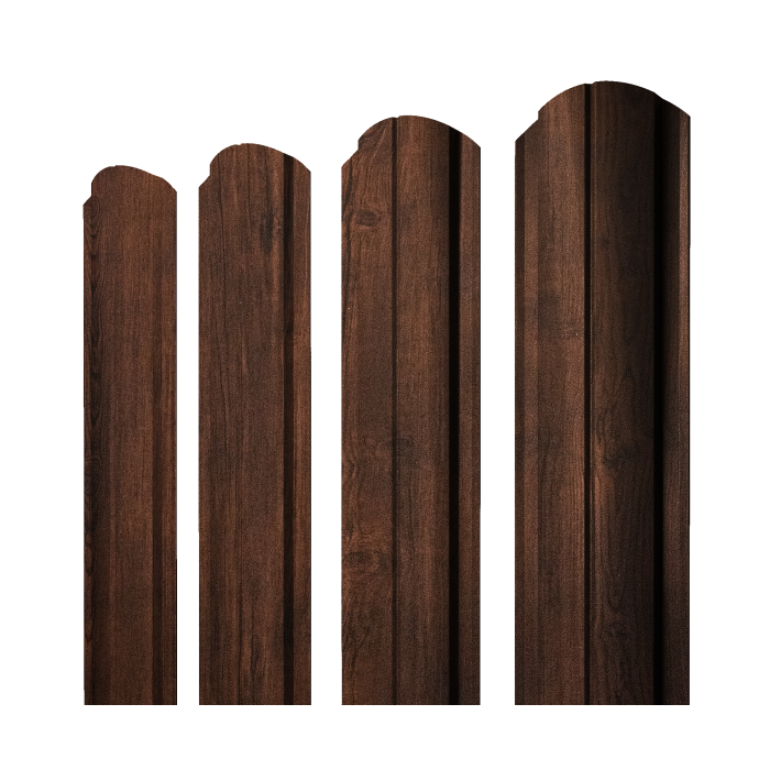 Штакетник Полукруглый Slim фигурный 0,45 Print-Double Premium Cherry Wood Dark F