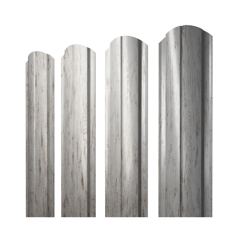 Штакетник Полукруглый Slim фигурный 0,45 Print Elite Snow Wood TwinColor