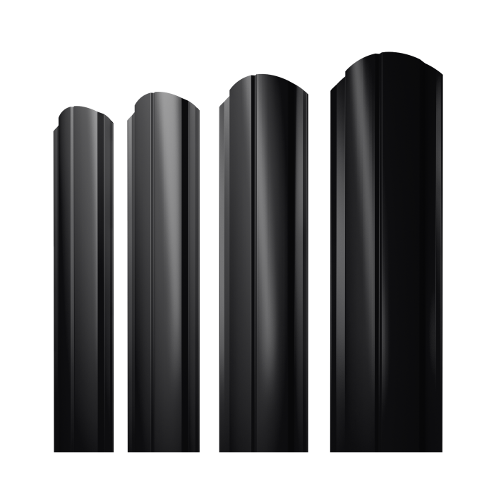 Штакетник Полукруглый Slim фигурный 0,5 PurPro RAL 9005 черный