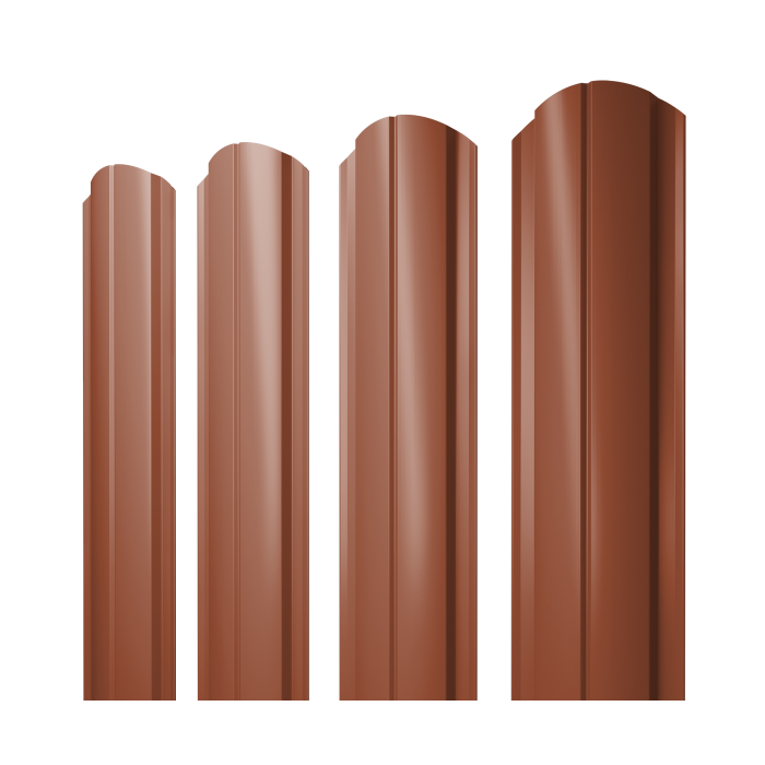 Штакетник Полукруглый Slim фигурный 0,5 Satin Matt TX RAL 8004 терракота