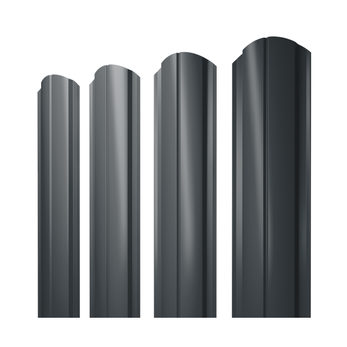 Штакетник Полукруглый Slim фигурный 0,5 Velur X RAL 7016 антрацитово-серый