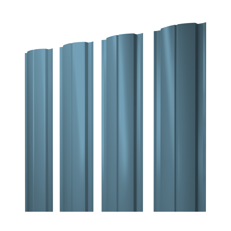 Штакетник Полукруглый Slim с прямым резом 0,45 Drap TX RAL 5024 пастельно-синий
