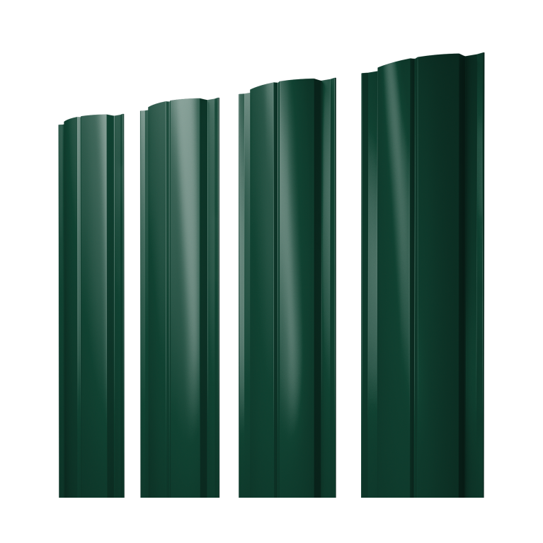 Штакетник Полукруглый Slim с прямым резом 0,45 Drap TX RAL 6005 зеленый мох