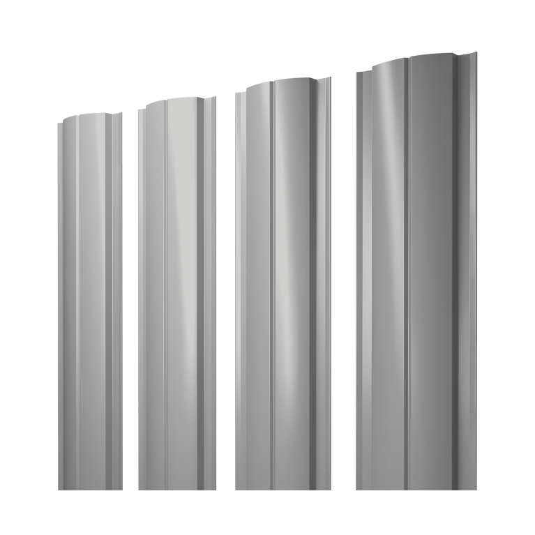 Штакетник Полукруглый Slim с прямым резом 0,45 Drap TX RAL 7047 телегрей 4