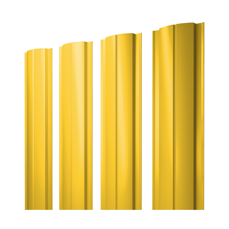 Штакетник Полукруглый Slim с прямым резом 0,45 PE RAL 1018 цинково-желтый
