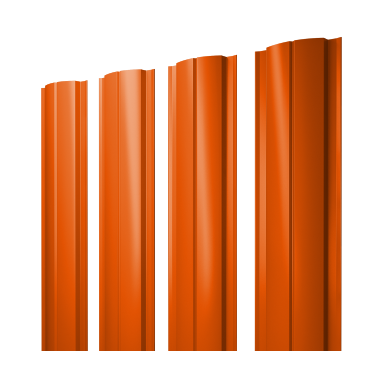 Штакетник Полукруглый Slim с прямым резом 0,45 PE RAL 2004 оранжевый