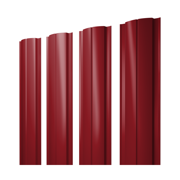 Штакетник Полукруглый Slim с прямым резом 0,45 PE RAL 3003 рубиново-красный