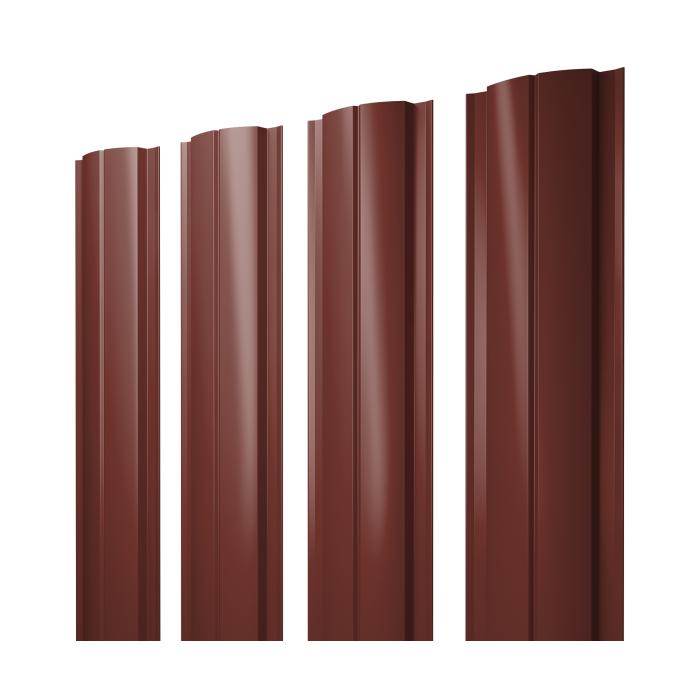 Штакетник Полукруглый Slim с прямым резом 0,45 PE RAL 3009 оксидно-красный