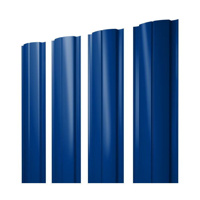 Штакетник Полукруглый Slim с прямым резом 0,45 PE RAL 5002 ультрамариново-синий