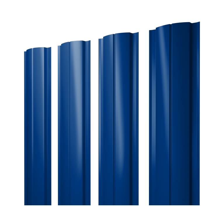 Штакетник Полукруглый Slim с прямым резом 0,45 PE RAL 5002 ультрамариново-синий