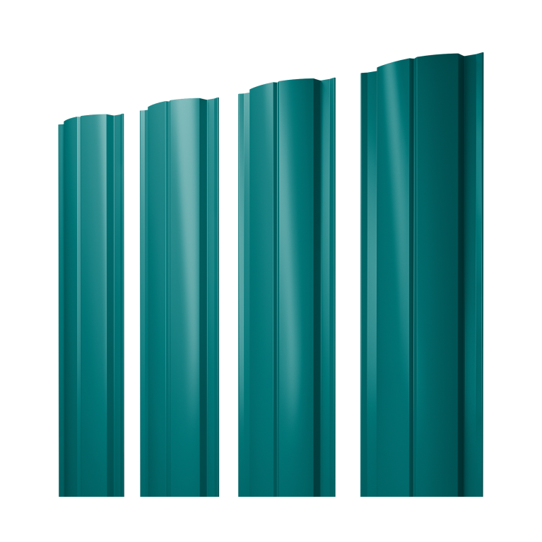 Штакетник Полукруглый Slim с прямым резом 0,45 PE RAL 5021 водная синь