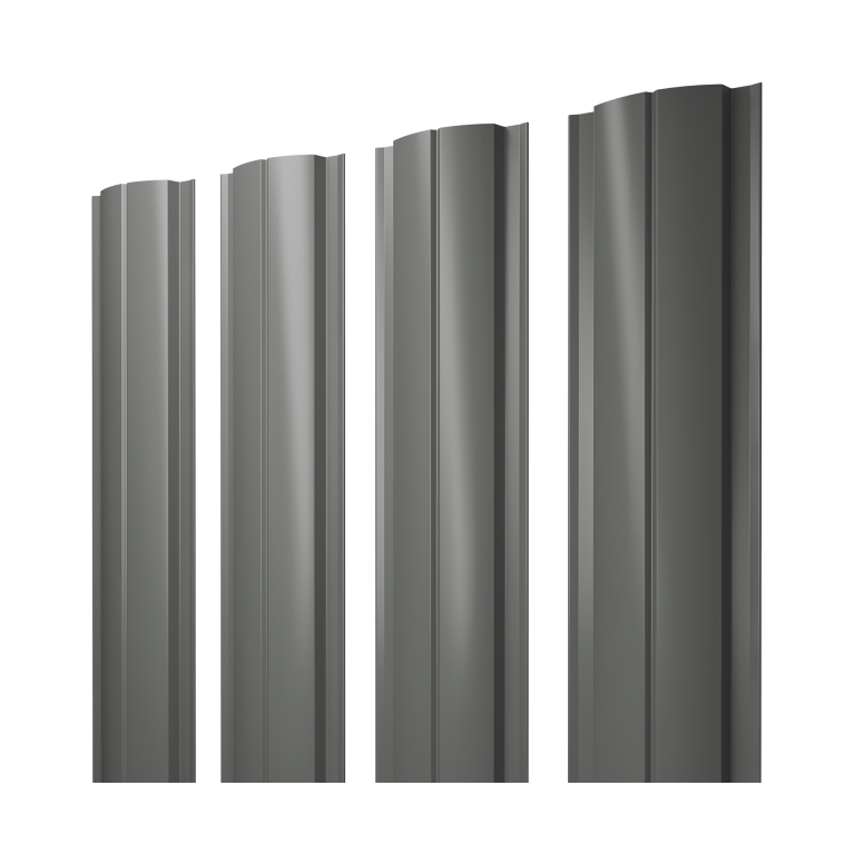 Штакетник Полукруглый Slim с прямым резом 0,45 PE RAL 7005 мышино-серый