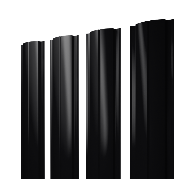 Штакетник Полукруглый Slim с прямым резом 0,45 PE RAL 9005 черный
