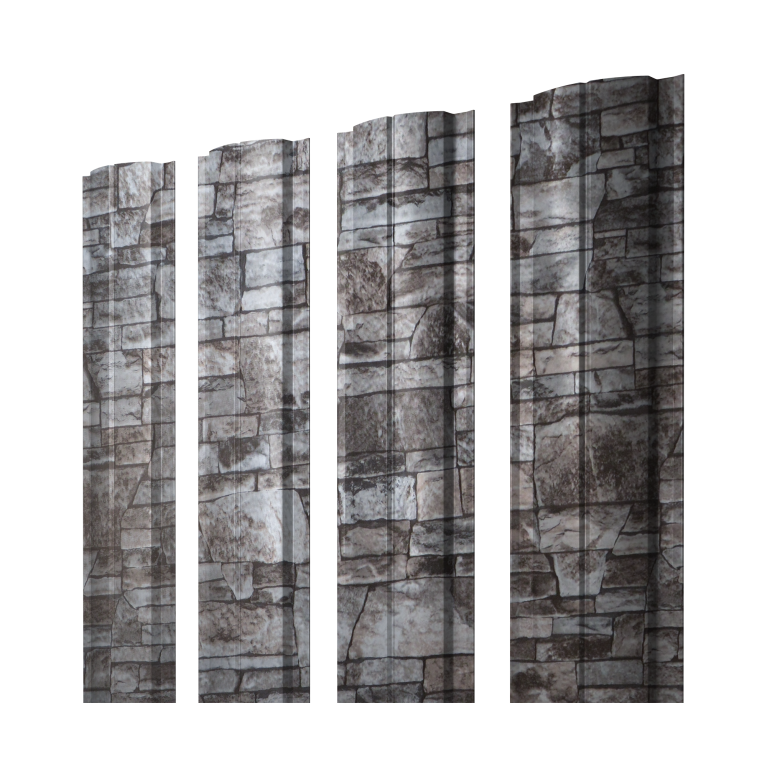 Штакетник Полукруглый Slim с прямым резом 0,45 Print Elite Fine Stone TwinColor