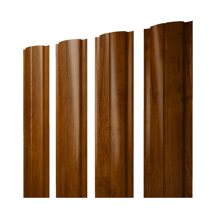 Штакетник Полукруглый Slim с прямым резом 0,45 Print Premium Golden Wood Intense FTC