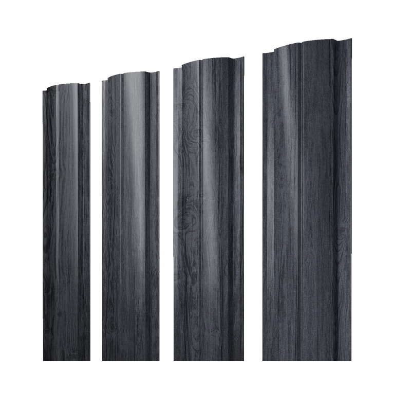 Штакетник Полукруглый Slim с прямым резом 0,45 Print Premium Grey Wood TwinColor