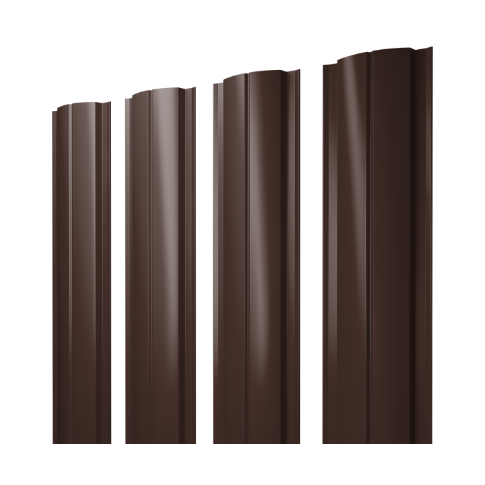 Штакетник Полукруглый Slim с прямым резом 0,5 Drap TX RAL 8017 шоколад