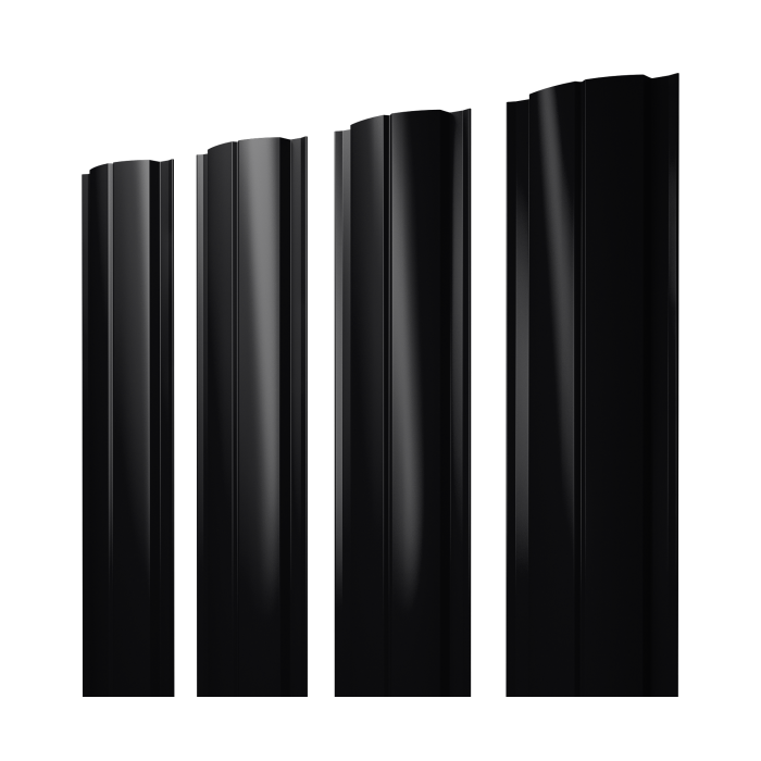 Штакетник Полукруглый Slim с прямым резом 0,5 Drap TX RAL 9005 черный