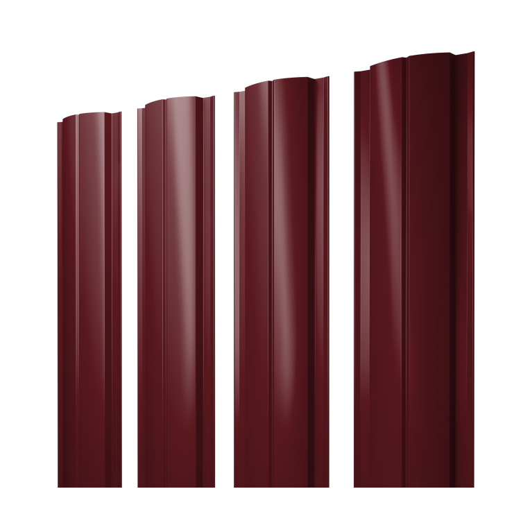 Штакетник Полукруглый Slim с прямым резом 0,5 PE RAL 3005 красное вино