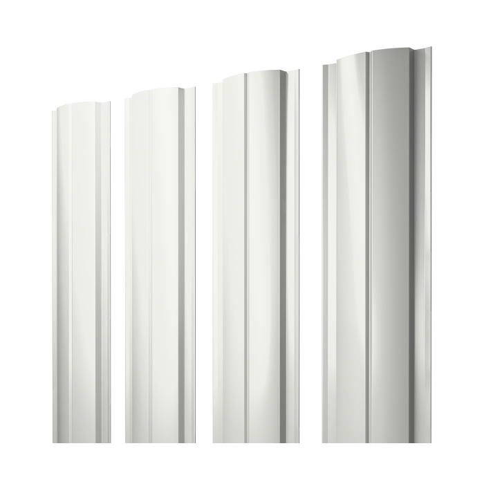 Штакетник Полукруглый Slim с прямым резом 0,5 PE RAL 9003 сигнальный белый