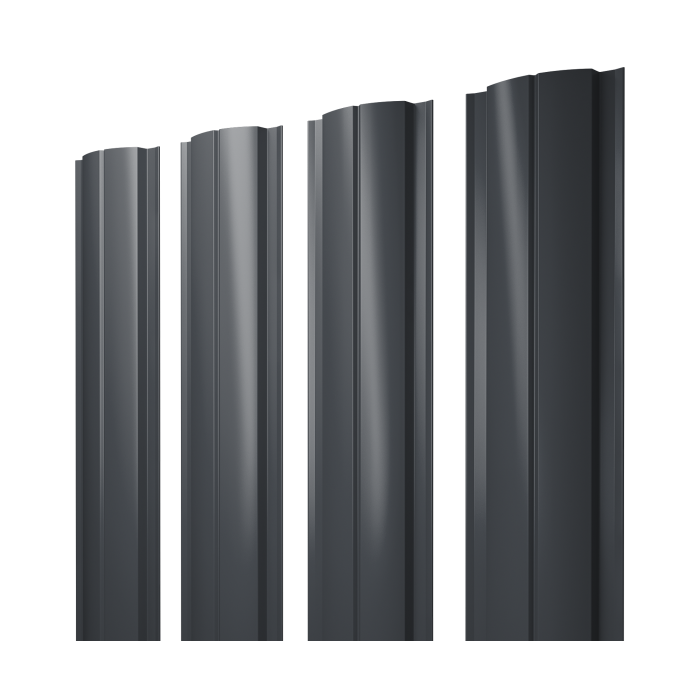 Штакетник Полукруглый Slim с прямым резом 0,5 PurLite Matt RAL 7024 мокрый асфальт