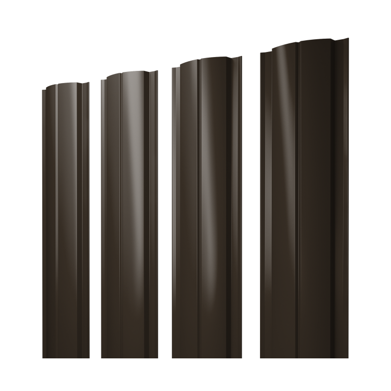 Штакетник Полукруглый Slim с прямым резом 0,5 Velur X RR 32 темно-коричневый