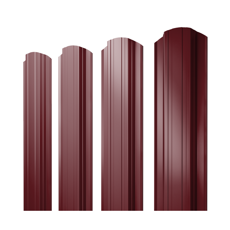 Штакетник Прямоугольный фигурный 0,45 PE RAL 3005 красное вино