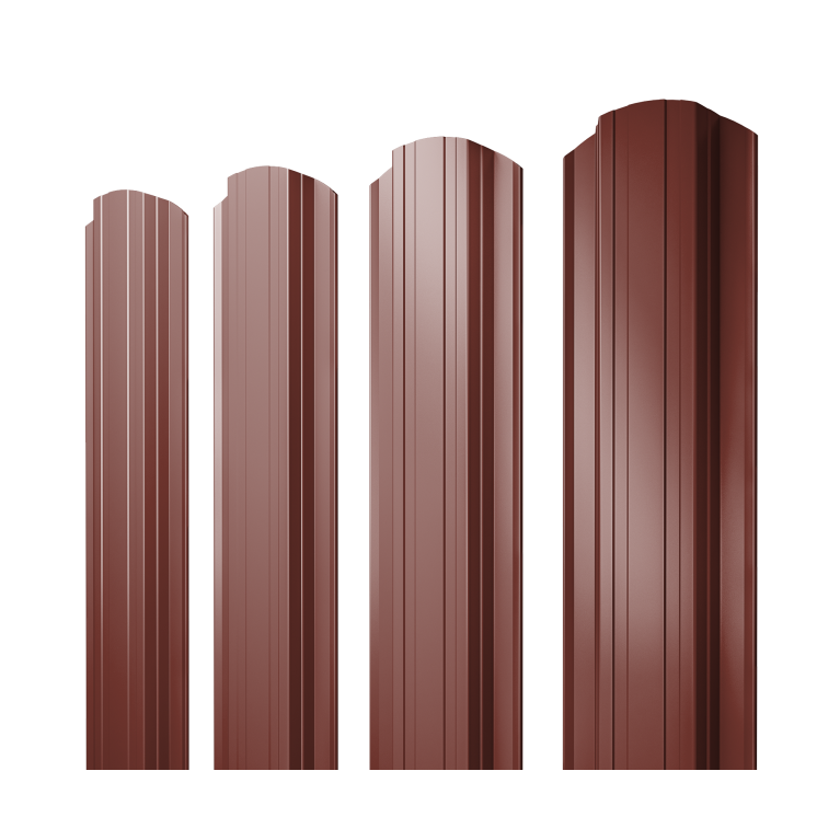 Штакетник Прямоугольный фигурный 0,45 PE RAL 3009 оксидно-красный
