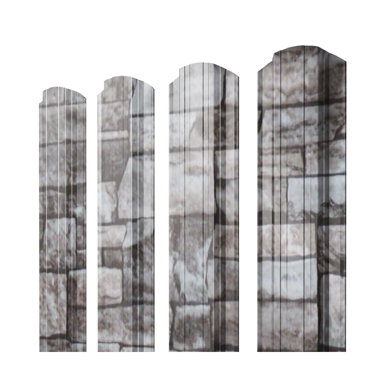 Штакетник Прямоугольный фигурный 0,45 Print Elite Fine Stone TwinColor