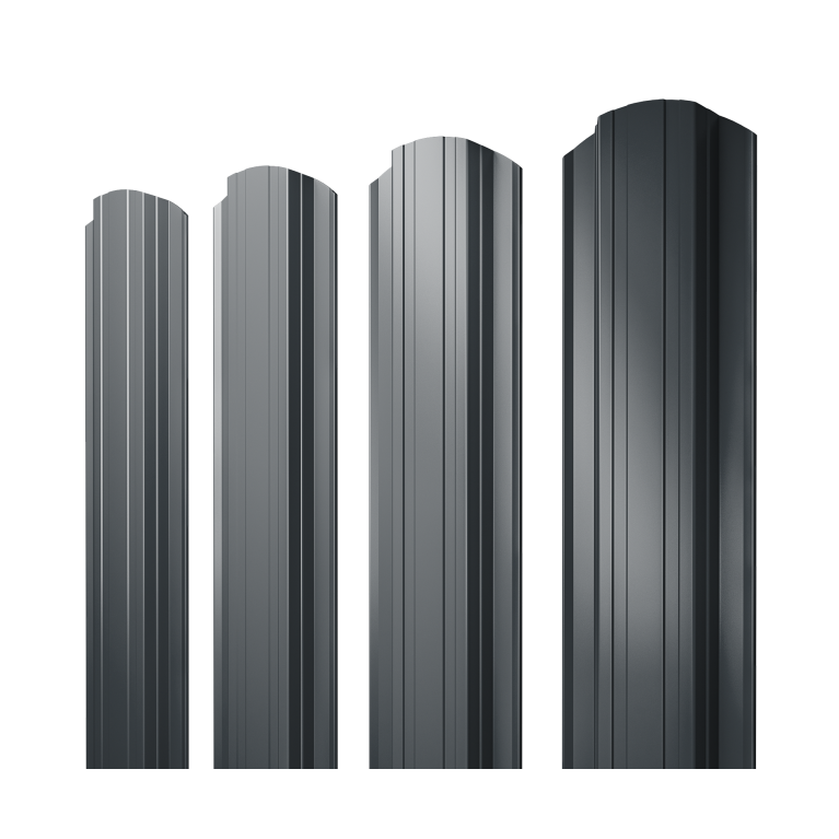 Штакетник Прямоугольный фигурный 0,5 Rooftop Бархат RAL 7016 антрацитово-серый