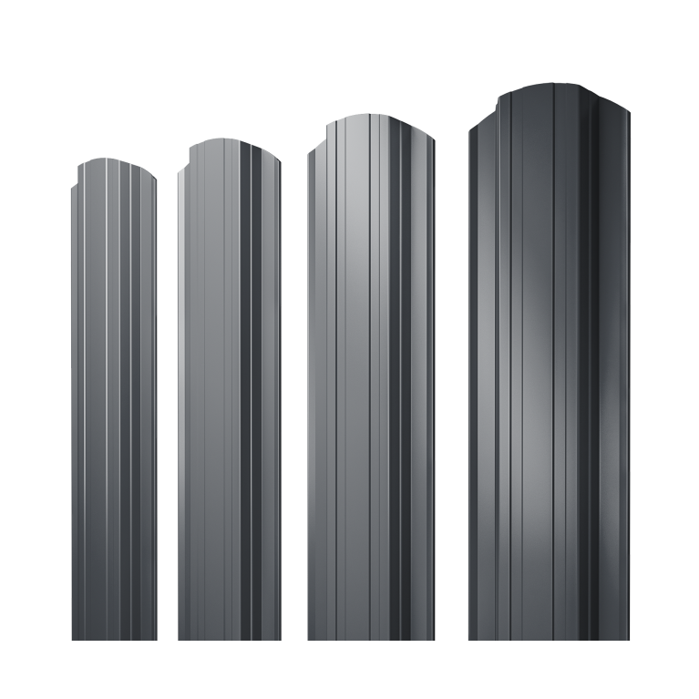Штакетник Прямоугольный фигурный 0,5 Rooftop Бархат RAL 7024 мокрый асфальт