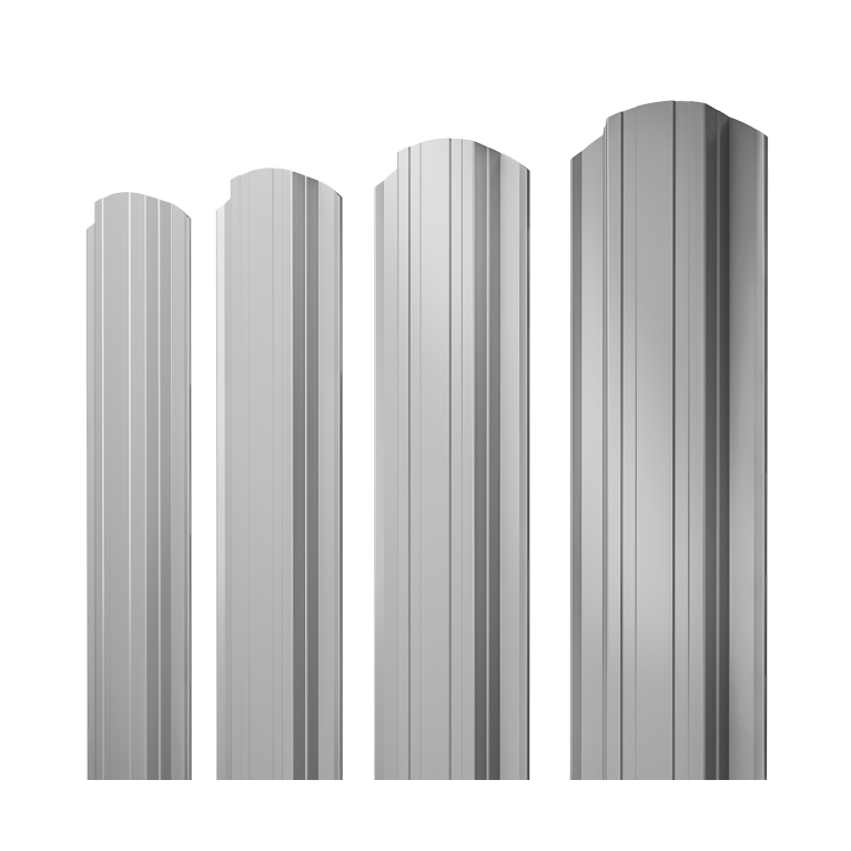 Штакетник Прямоугольный фигурный 0,5 Satin RAL 9006 бело-алюминиевый